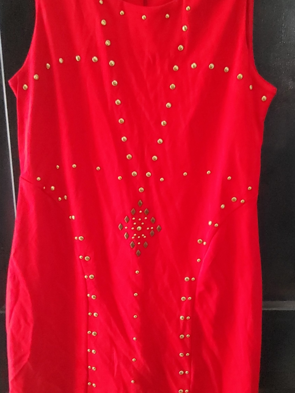 Cato Red Sleeveless Dress with Gold Stud Accents Sz 10